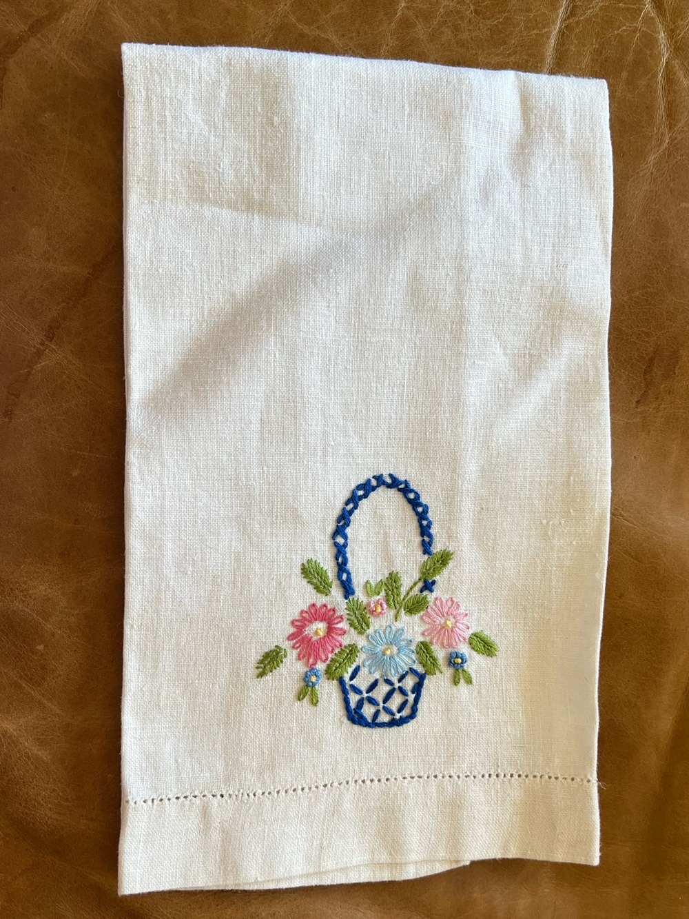Vintage Bathroom Kitchen Finger Hand Tea Towel Guest Spring Basket Mother’s Day